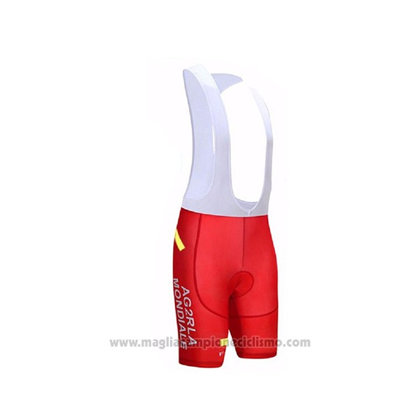 2017 Abbigliamento Ciclismo Ag2rla Mondiale Bianco Manica Corta e Salopette